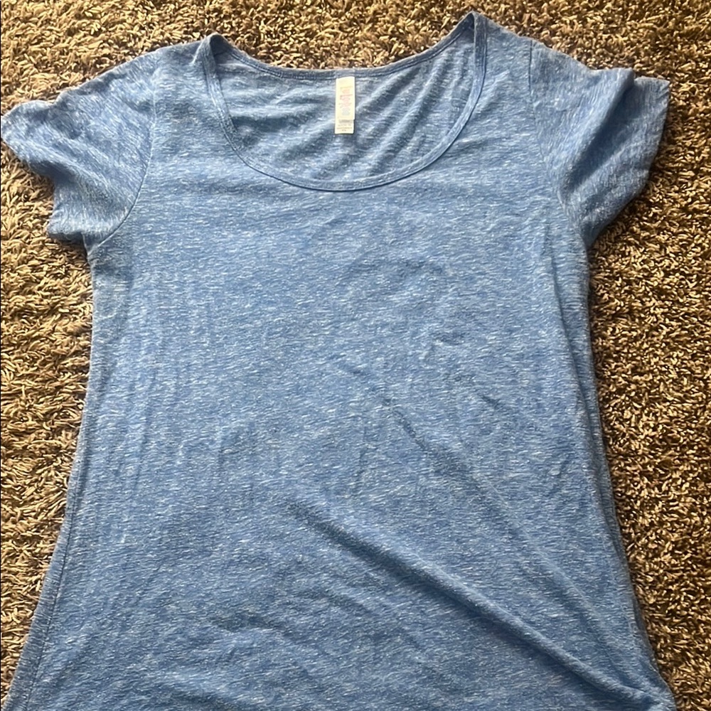 LuLaRoe Blue Fitted Cap Sleeve T-Shirt